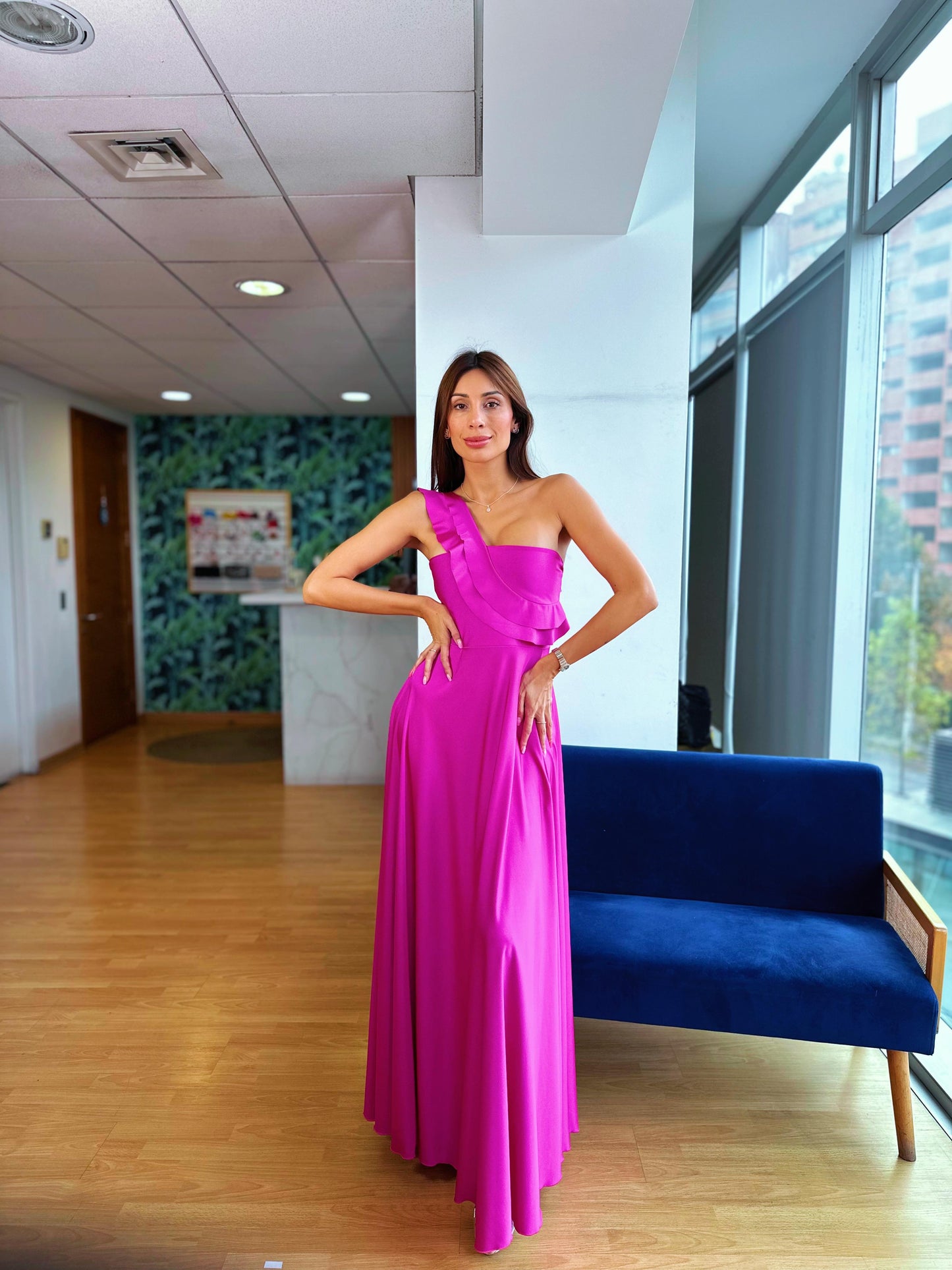Vestido Fiorella Asimetrico - Fucsia