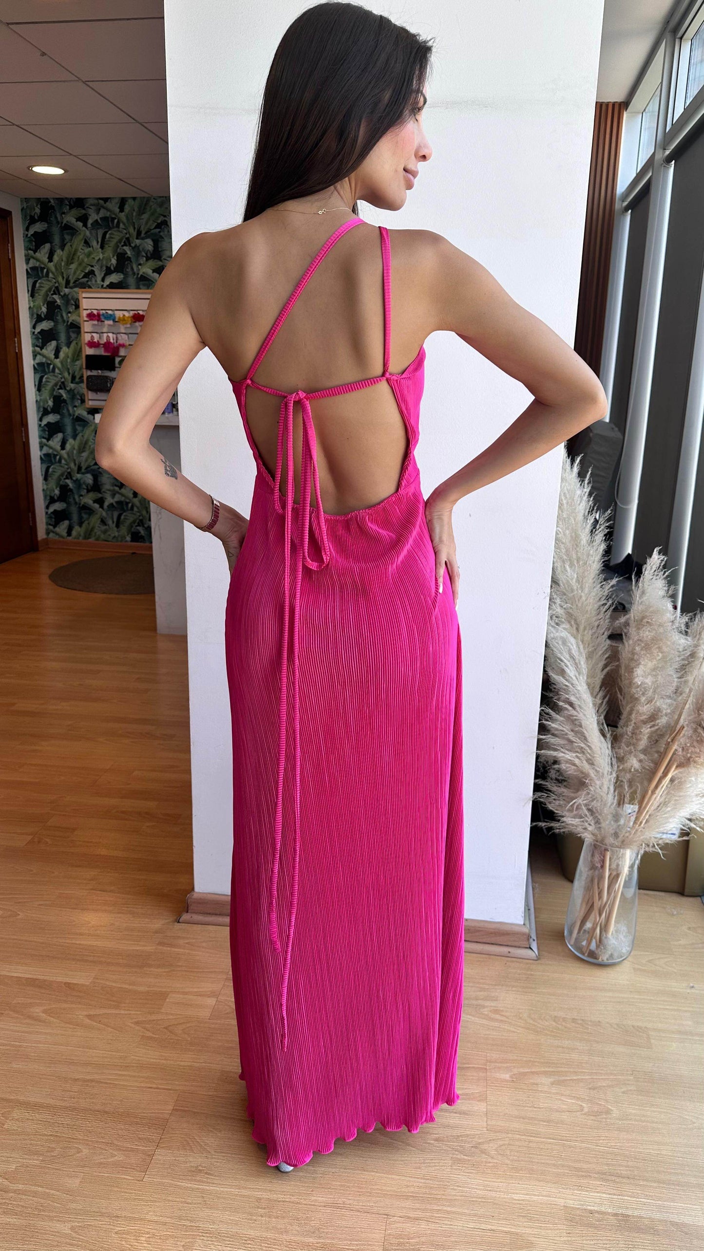 Vestido Gracia Fucsia Plisado - Cathalea