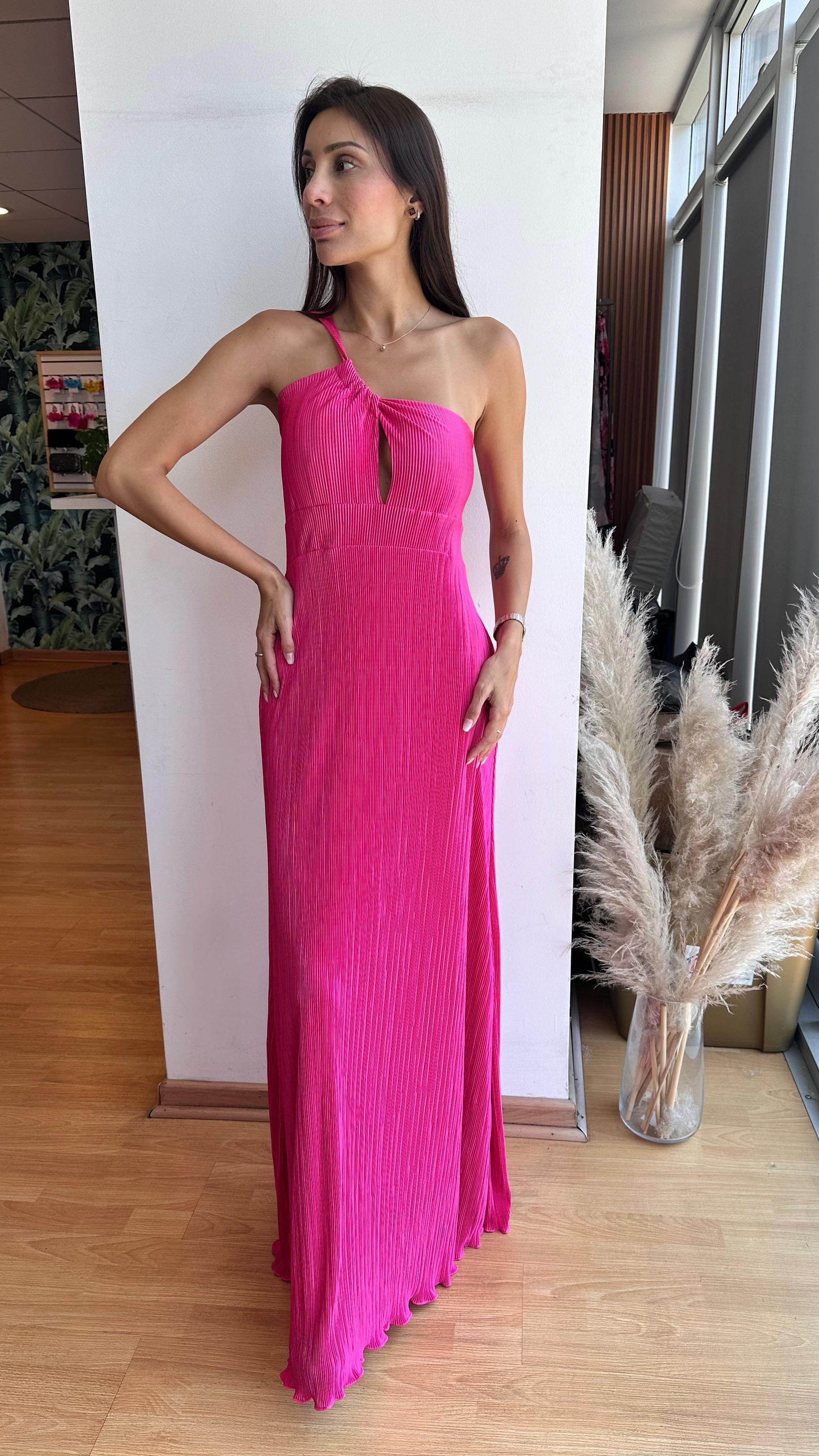 Vestido Gracia Fucsia Plisado - Cathalea