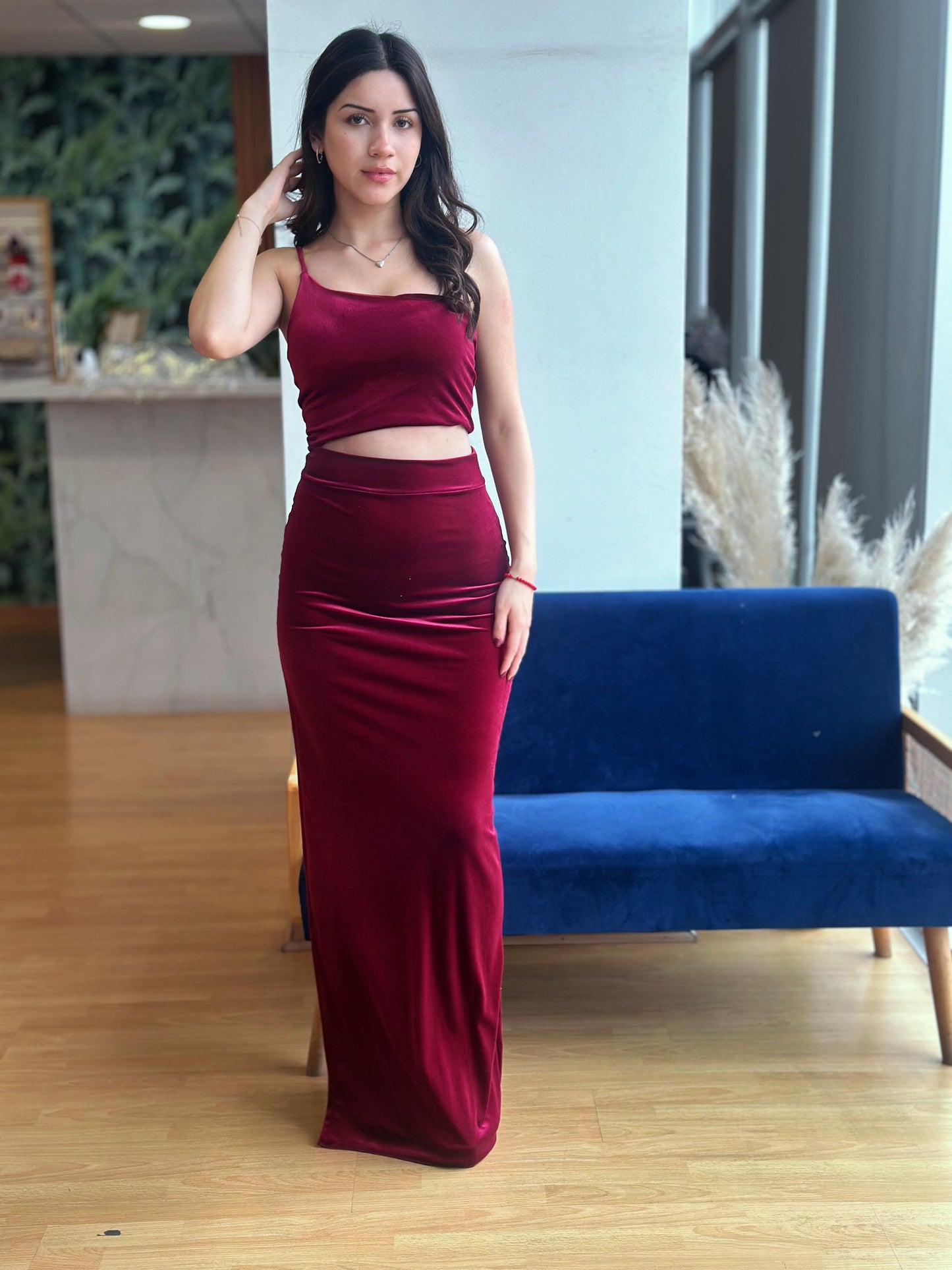 Vestido Carmen Terciopelo Rojo
