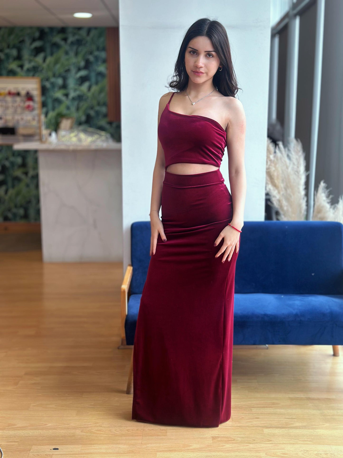 Vestido Carmen Terciopelo Rojo
