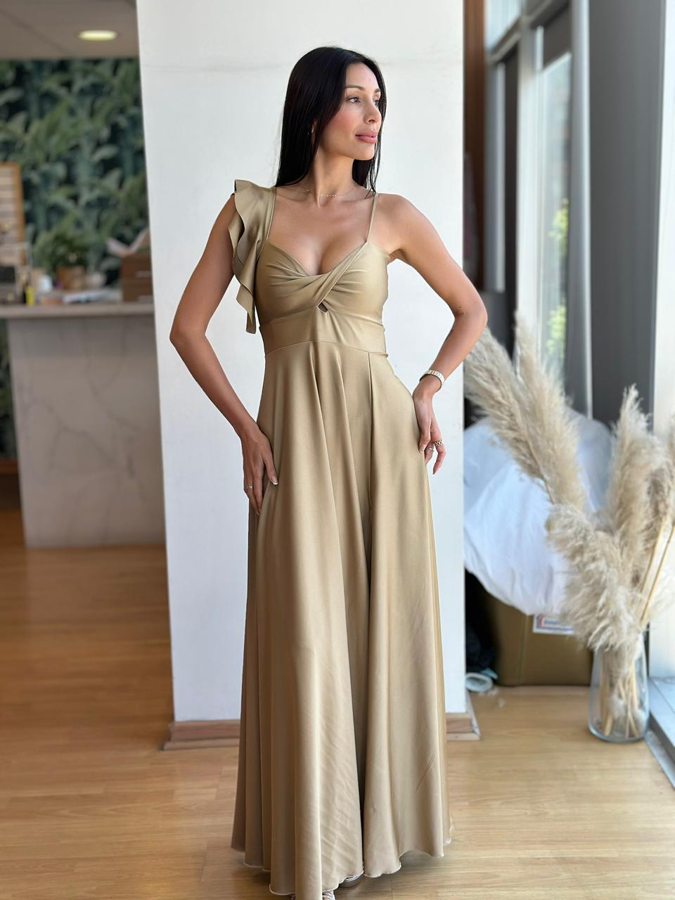 Vestido Kala una manga - Dorado