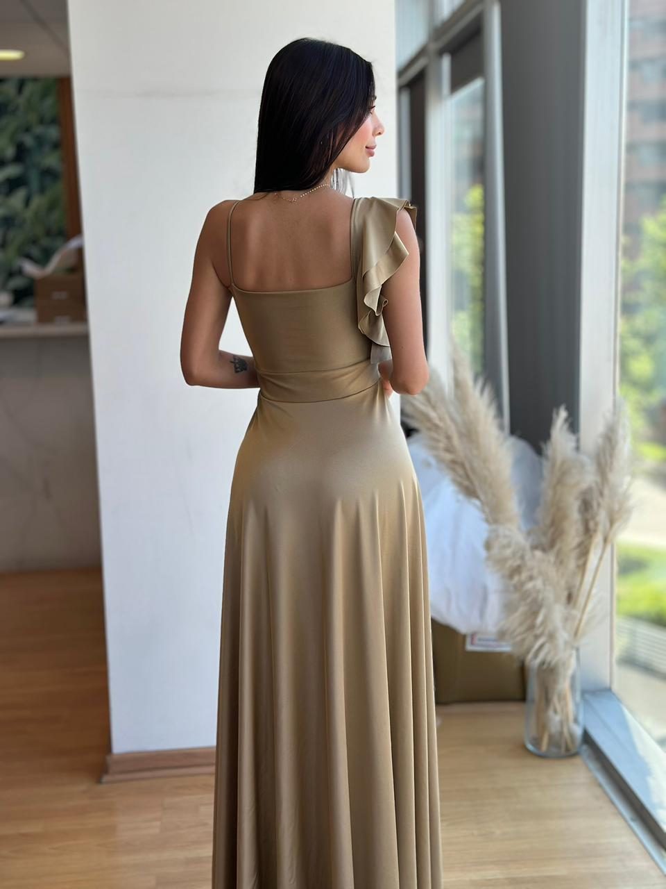 Vestido Kala una manga - Dorado
