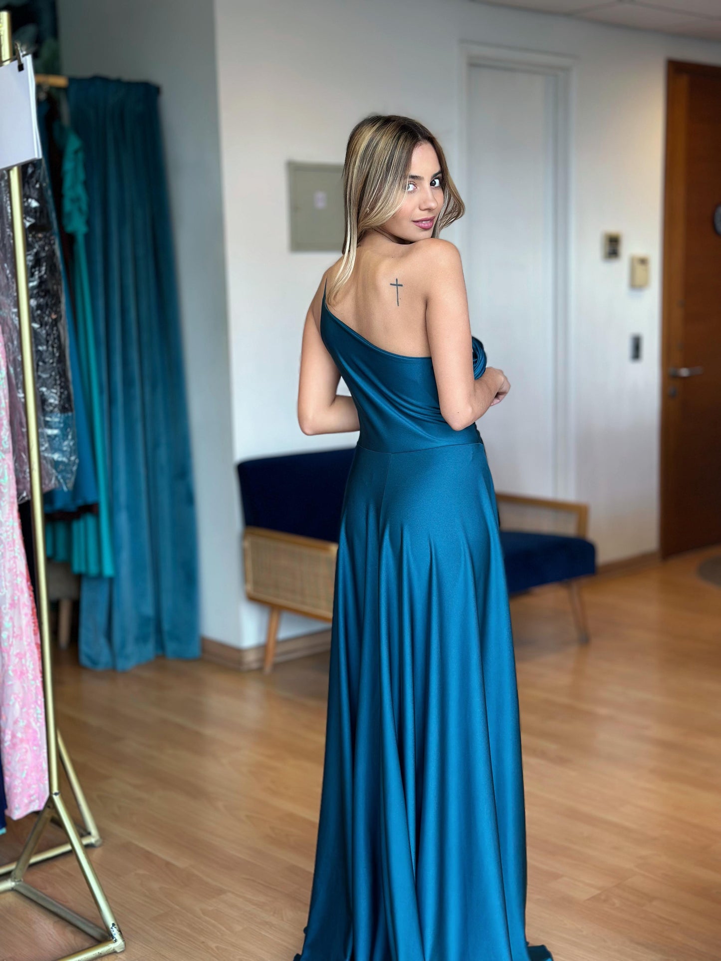Vestido Mila Verde Petroleo