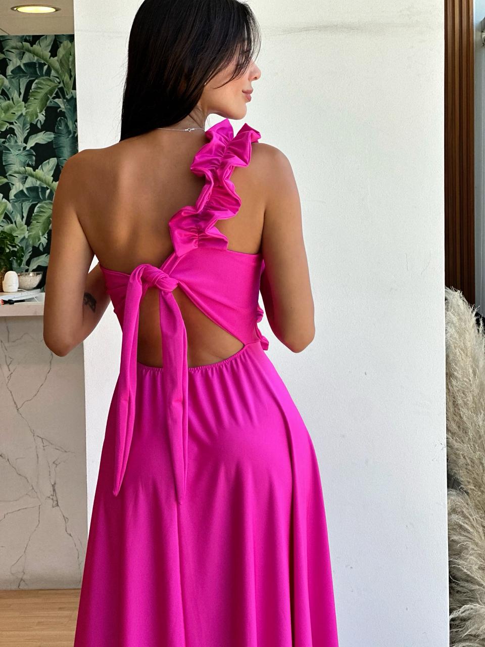 Vestido Fiorella Asimetrico - Fucsia