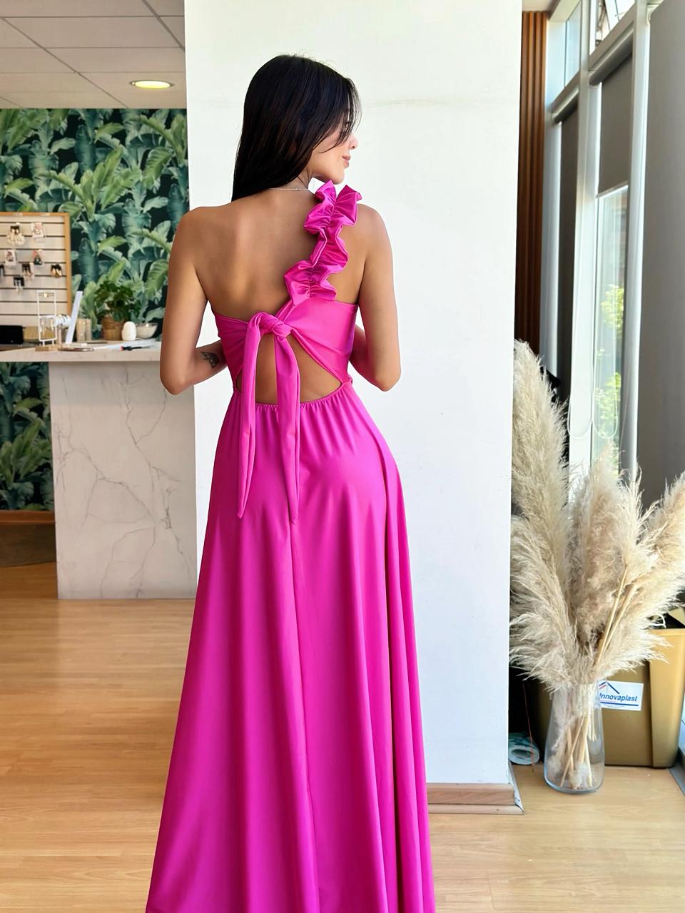 Vestido Fiorella Asimetrico - Fucsia