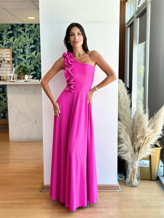 Vestido Fiorella Asimetrico - Fucsia