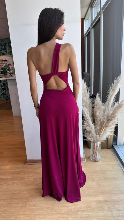 Vestido Nerea Guinda con brillos