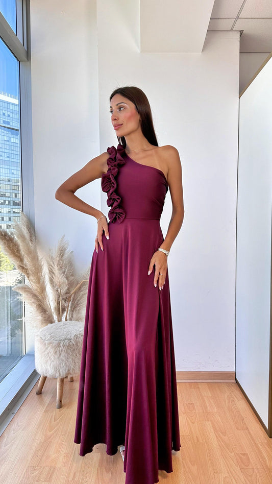 Vestido Pilar - Burdeo