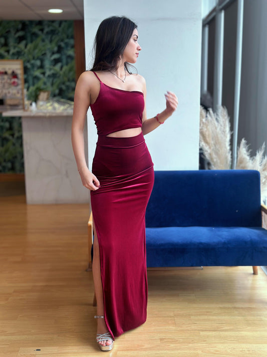 Vestido Carmen Terciopelo Rojo