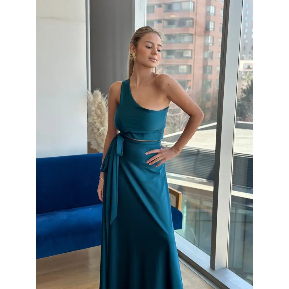 Conjunto Dalia Azul Petróleo - Estándar / Azul / Lycra Dupont - CONJUNTO