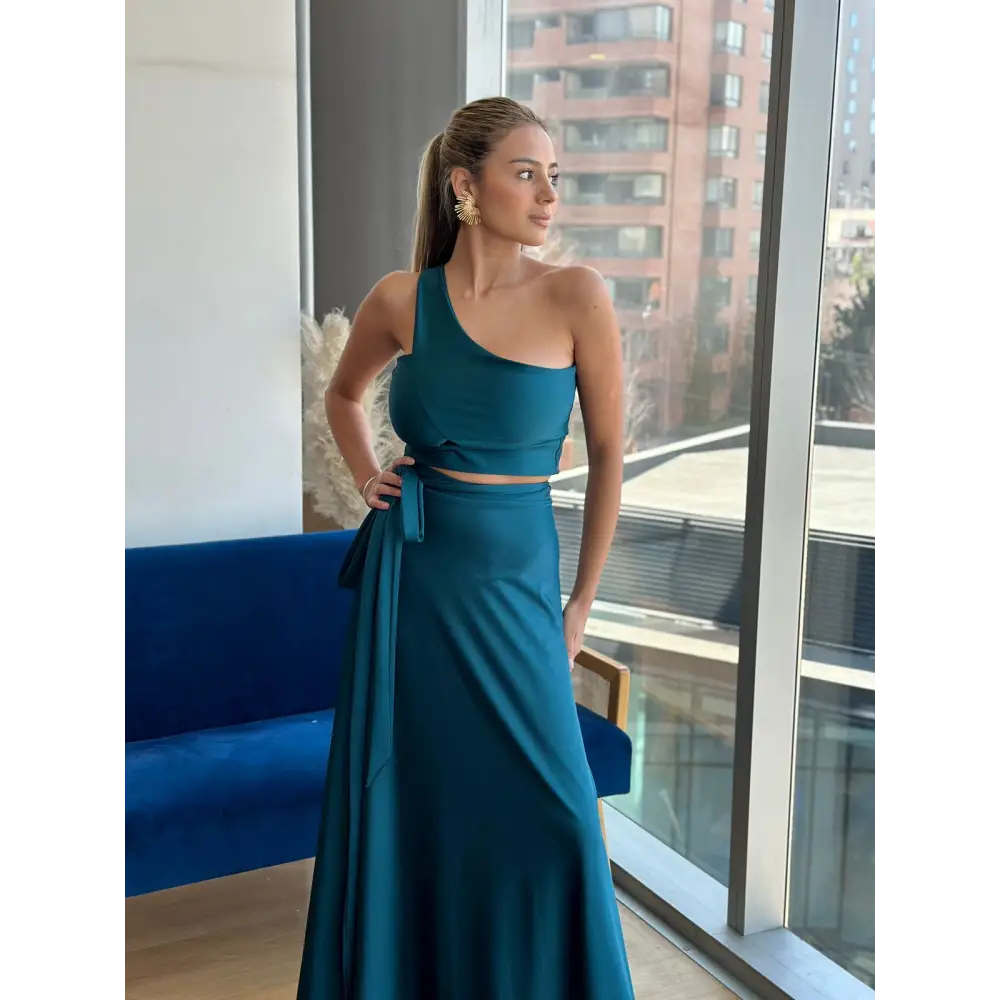 Conjunto Dalia Azul Petróleo - Estándar / Azul / Lycra Dupont - CONJUNTO