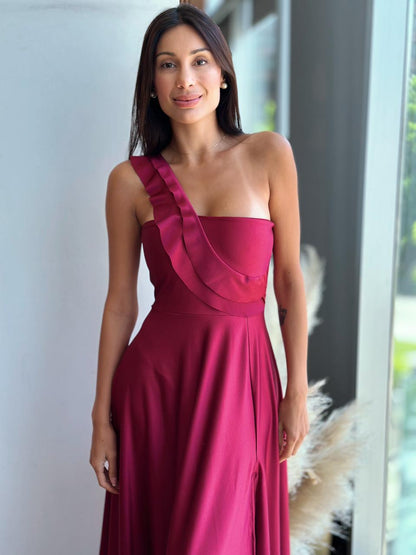 Vestido Fiorella Asimetrico - Borgoña