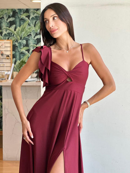 Vestido Kala una Manga - Burdeo