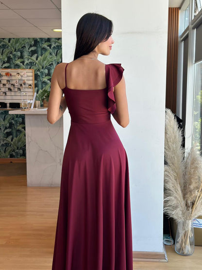 Vestido Kala una Manga - Burdeo