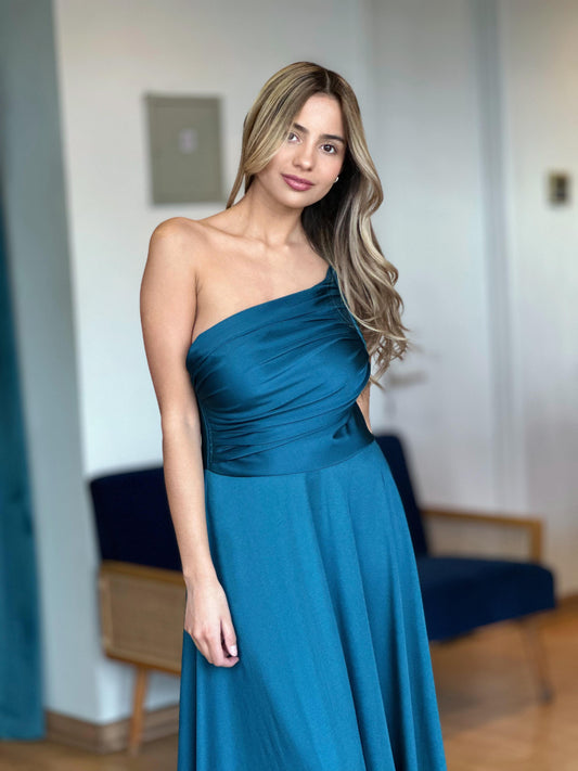 Vestido Mila Verde Petroleo