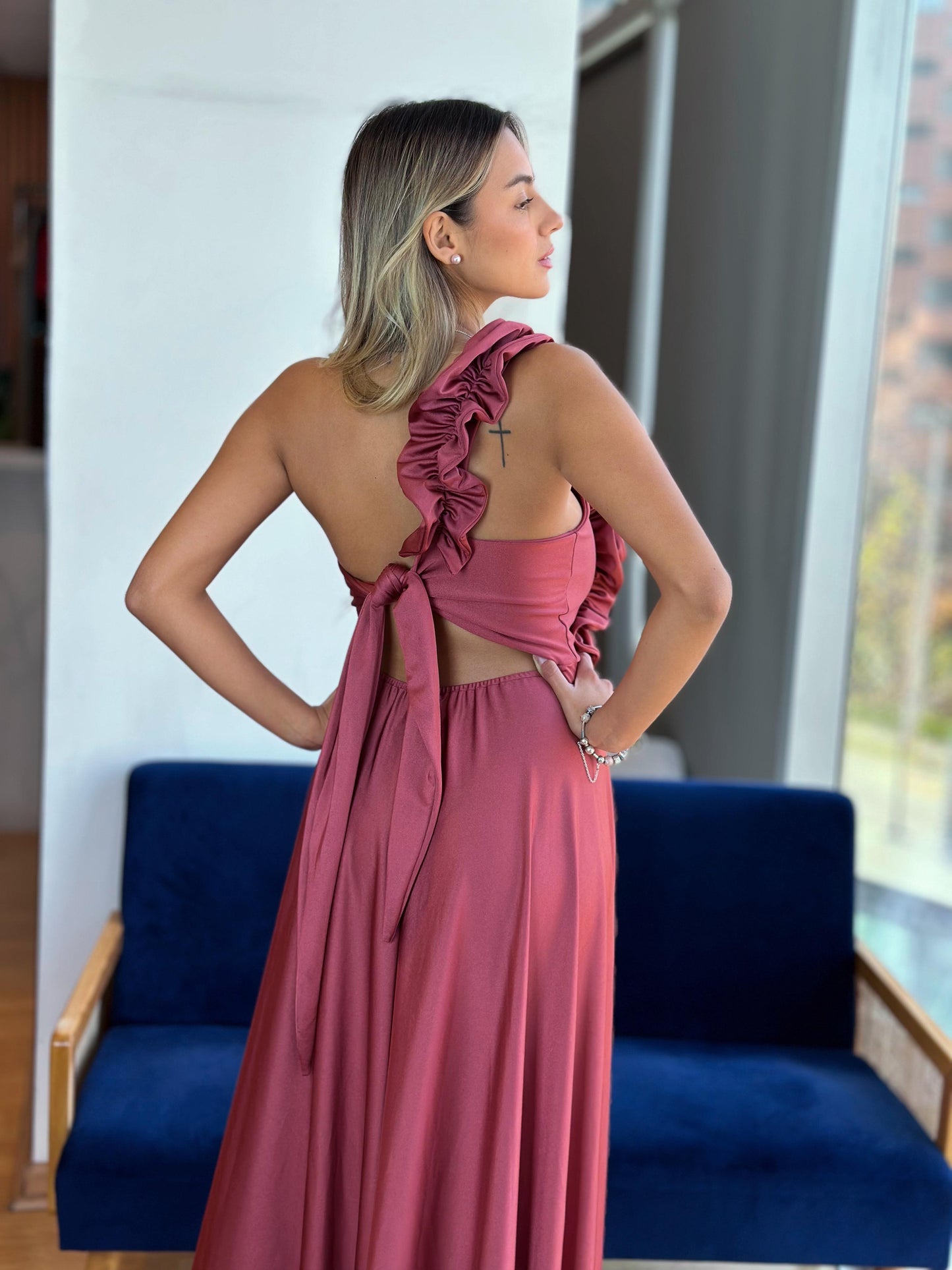 Vestido Pilar  Rosa viejo